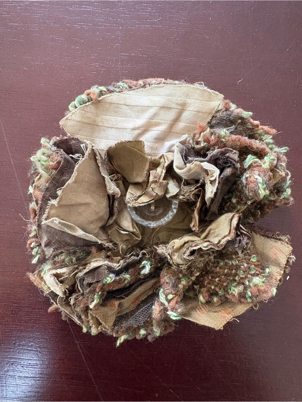 Brown & Green Fabric Flower Brooch - Women Jewelry Brooches